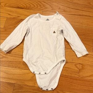 GAP White Long Sleeve Baby Bodysuit with Pocket
